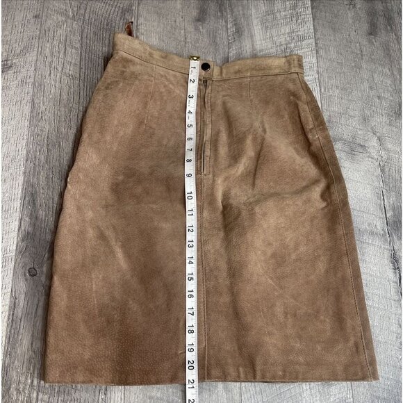 Bagatelle Leather Skirt Womens 8 Brown Suede‎ Pencil Zip Lined Retro Western 80s - Picture 4 of 9